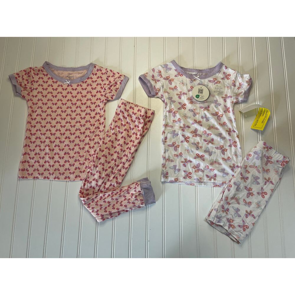 NWT Milkberry Bamboo 4 Piece Pajama Set Tops Bottoms - Size‎ Girl's 5T